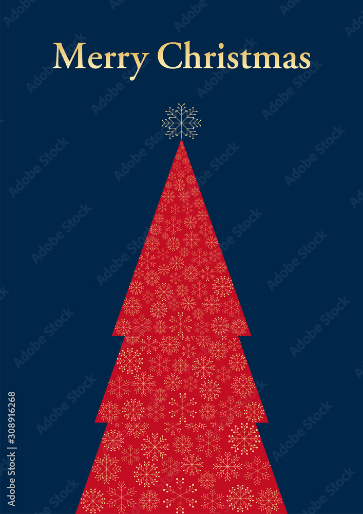 おしゃれな雪の結晶と幾何学のクリスマスツリーデザインポスターカードb1 Stock Vector Adobe Stock