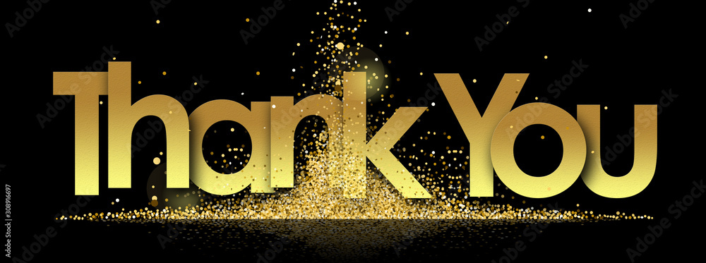 thank you in golden stars and black background Stock Illustration | Adobe  Stock