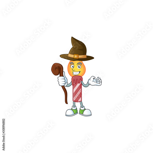 Happy Halloween Witch red stripes candle cartoon character style
