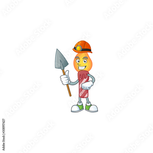 Cool Miner red stripes candle cartoon mascot design style