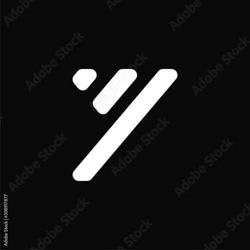 Initial letter Y or number 7 logo template with stripes art in flat design illustration