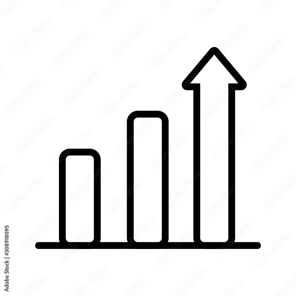 Rising chart icon vector. Thin line sign. Isolated contour symbol illustration Rising chart icon vector. Thin line sign. Isolated contour symbol illustration