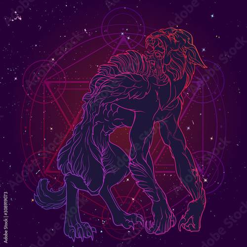 Werewolf. Watercolor background