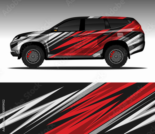 Car wrap decal design vector   livery race rally car vehicle sticker. 4x4 Suv