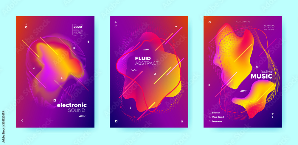 Colorful Fluid Background. Gradient Music Poster. 