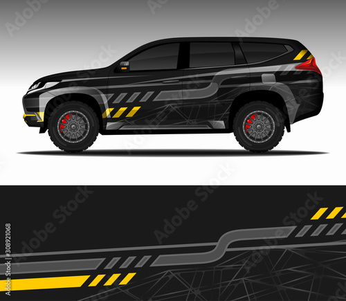 Car wrap decal design vector   livery race rally car vehicle sticker. 4x4 Suv