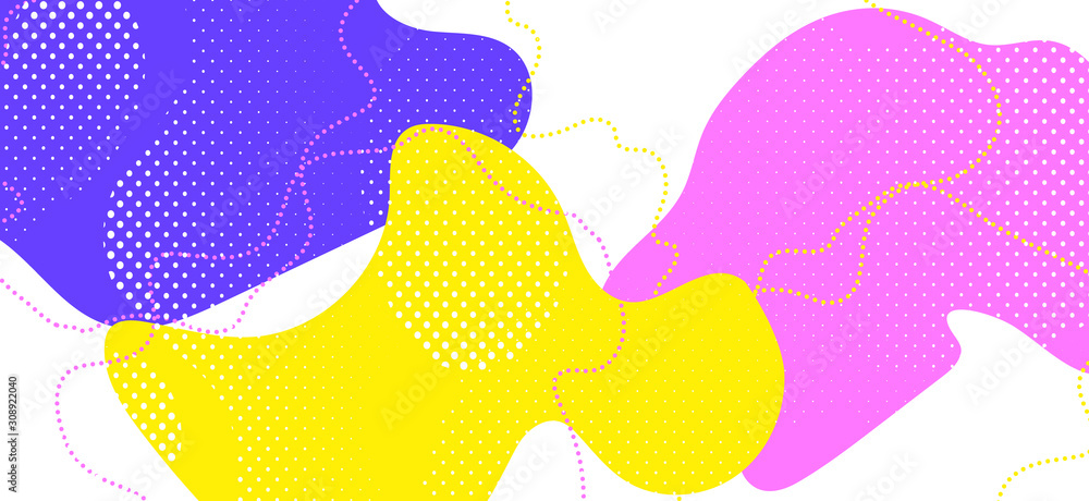Colorful Cool Pattern. Trendy Wave Banner. Vector 