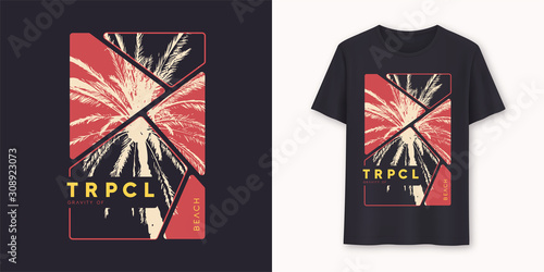 Gravity of tropical beach stylish graphic t-shirt vector design, poster, typography