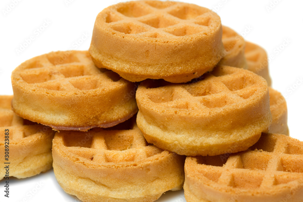 Set of belgium round waffles on white Set of belgium round waffles on white