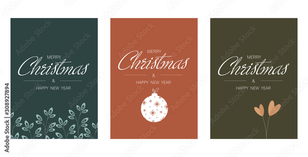 Merry Christmas and Happy New Year greeting and invitation cards set vintage typographic design, decoration symbols with winter holidays, ornament and snowflakes. Isolated flat vector illustration. Merry Christmas and Happy New Year greeting and invitation cards set vintage typographic design, decoration symbols with winter holidays, ornament and snowflakes. Isolated flat vector illustration.