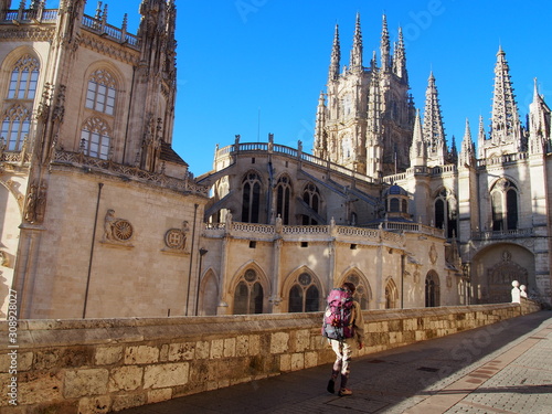 Catedral de Burgos on the road to Santiago de Compostela, Camino de Santiago, Way of St. James, Journey from Burgos to Hornillos del Camino, French way, Spain