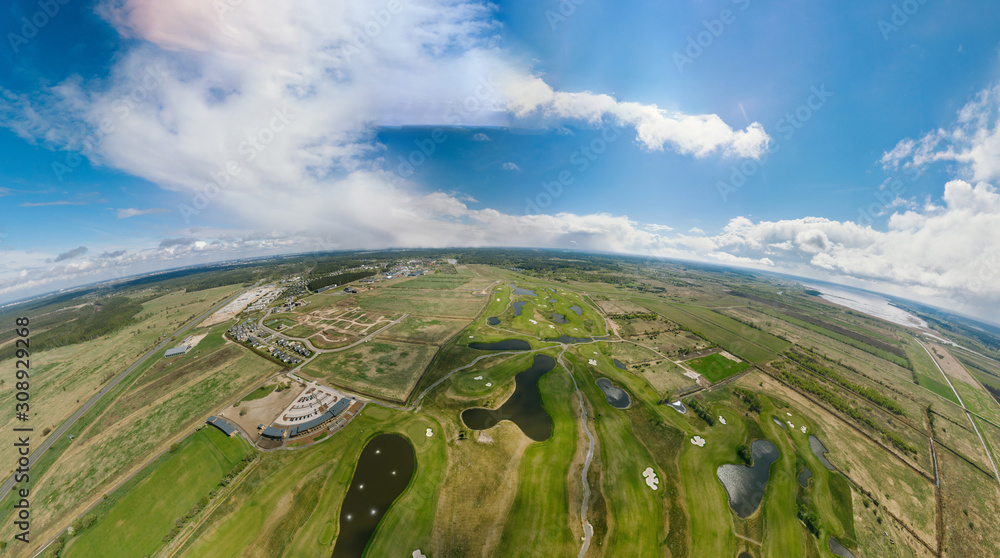 Φωτογραφία Summer Lake and roads in Riga city and Latvia nature 360 VR Drone picture for Vi