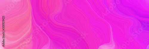 colorful horizontal banner. modern soft curvy waves background illustration with neon fuchsia, magenta and hot pink color