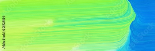 colorful horizontal banner. abstract waves design with pastel green  dodger blue and khaki color