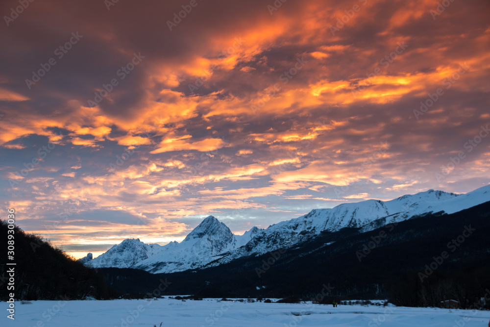 Winter sunset in Ushuaia