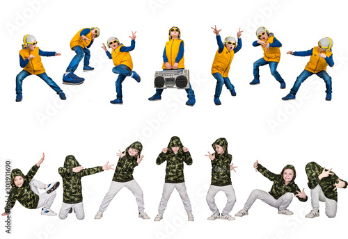 Fototapeta Naklejka Na Ścianę i Meble -  The boys in the style of Hip-Hop . Children's fashion.	