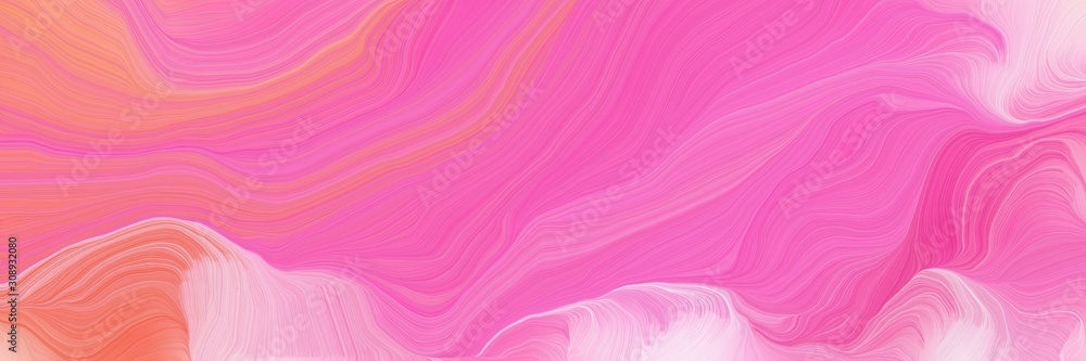 colorful horizontal banner. curvy background design with hot pink, pastel pink and light coral color