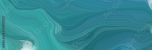 Fototapeta Naklejka Na Ścianę i Meble -  horizontal banner with waves. modern soft swirl waves background design with teal blue, cadet blue and pastel blue color