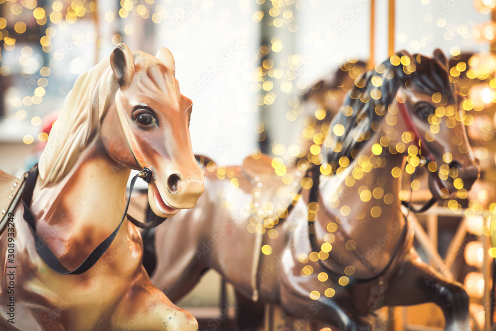 Merry go round Christmas lights background