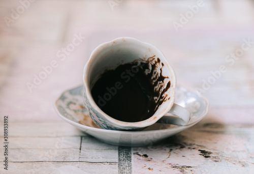 traditional turkish coffee fortune, the shape of coffee grounds in the cup gives news from the future