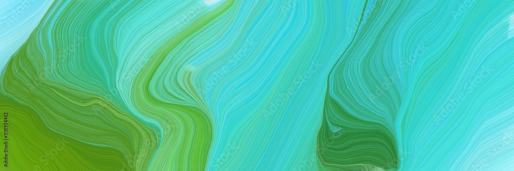 dynamic horizontal banner. smooth swirl waves background illustration with medium turquoise, dark green and medium sea green color dynamic horizontal banner. smooth swirl waves background illustration with medium turquoise, dark green and medium sea green color