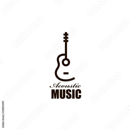 icon of classical acoustic guitar isolated on white background