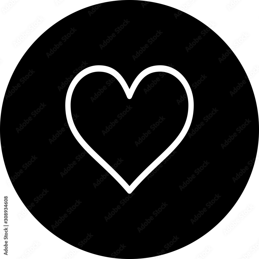 Black Circle Heart Icon With White Background Black Circle Heart Icon With White Background