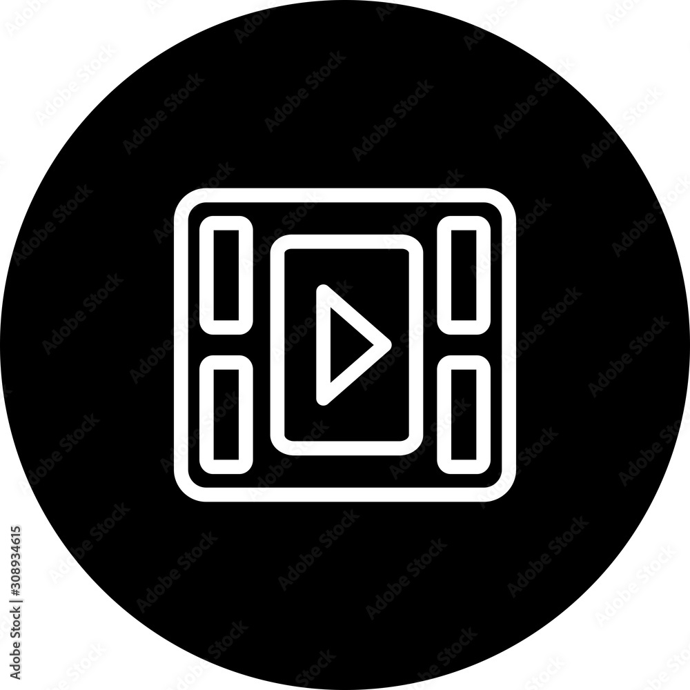 Black Circle Video Player Button Icon With White Background Black Circle Video Player Button Icon With White Background