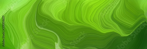 horizontal banner with waves. elegant curvy swirl waves background illustration with dark green, very dark green and light green color