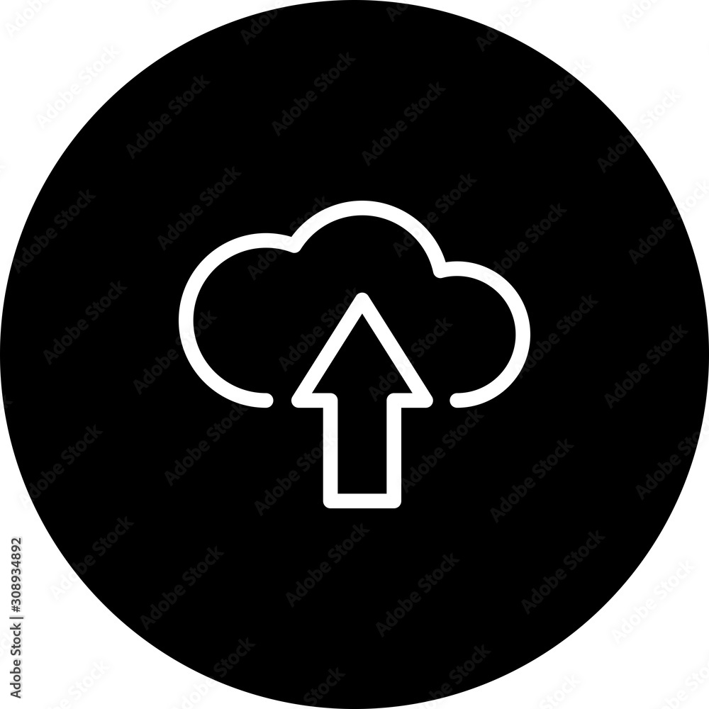 Black Circle Uploading Cloud Icon With White Background Black Circle Uploading Cloud Icon With White Background