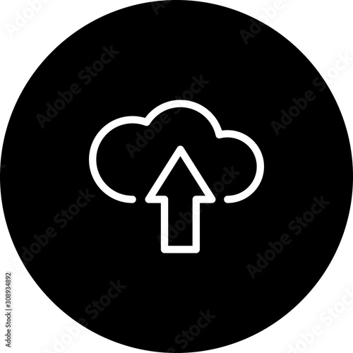 Black Circle Uploading Cloud Icon With White Background