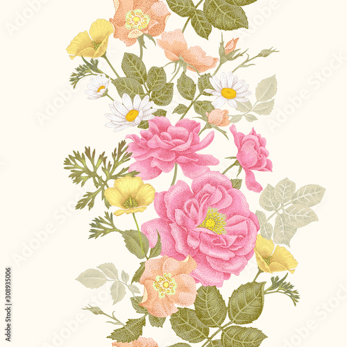 Floral seamless pattern with roses.