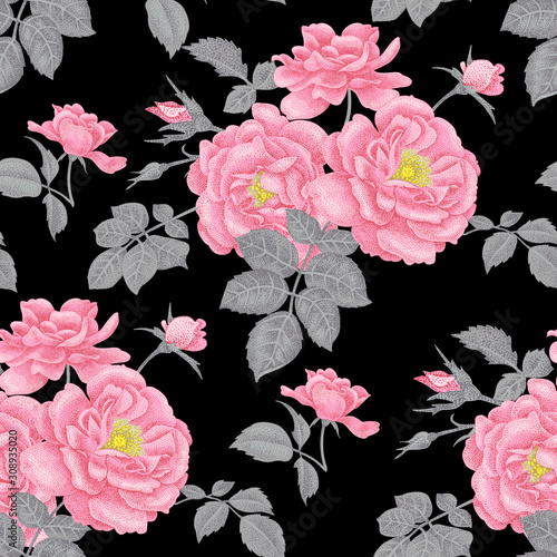 Floral seamless pattern with roses.