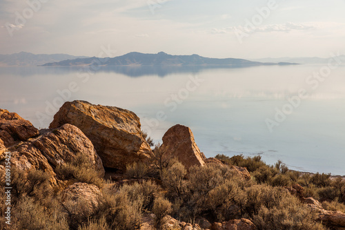 Wallpaper Mural Big island in the horizon, rocks on the ground Torontodigital.ca