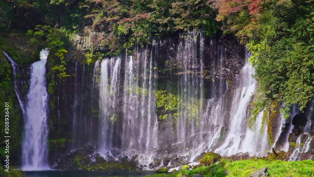 Shiraito waterfall with rainbow in Autumn, Japan Shiraito waterfall with rainbow in Autumn, Japan