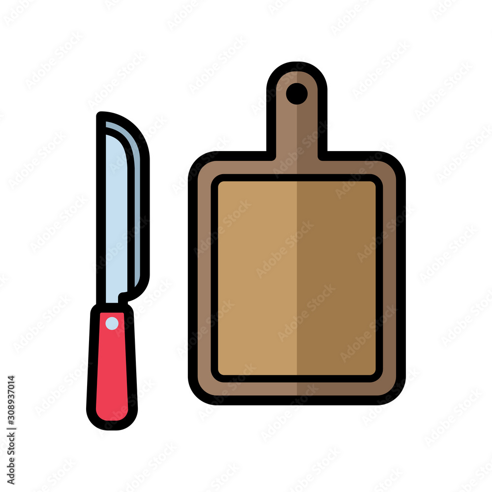 Obraz premium cutting board - kitchen utensils icon vector design template