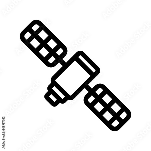 Artificial satellite earth icon vector. A thin line sign. Isolated contour symbol illustration