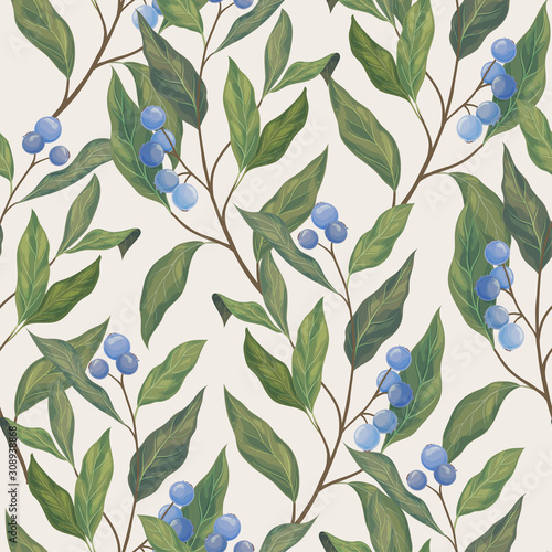 Blue berry seamless pattern