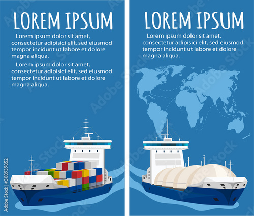 Gas tanker at seascape vector illustration