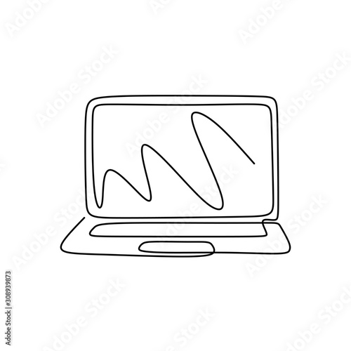 One line drawing laptop not...