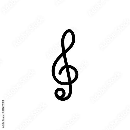 Violin key icon vector. A thin line sign. Isolated contour symbol illustration
