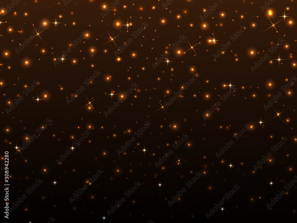Fototapeta premium Złoty bokeh streszczenie tło z migoczącymi gwiazdami.