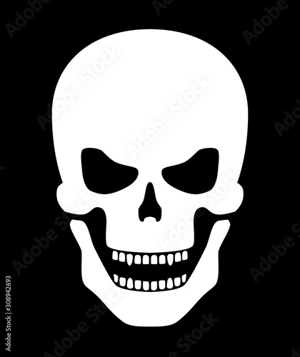 Scary white halloween bone skull vector illustration