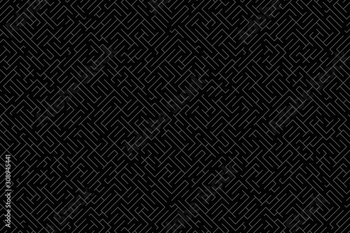 Striped geomitrical illustration. Monochrome background. Maze. Diagonal lines.