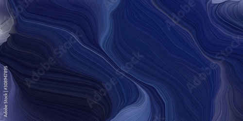 background graphic with modern soft curvy waves background design with very dark blue, slate gray and dark slate blue color © Eigens