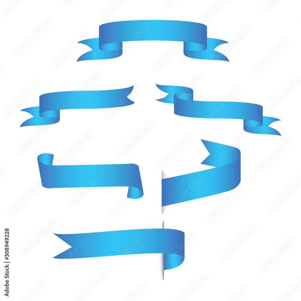 blue  Web Ribbons With Gradient Mesh on white background