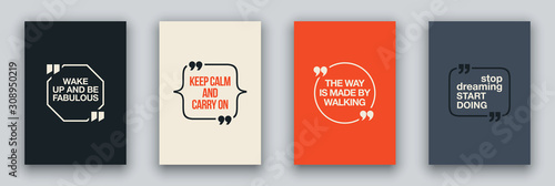 Quote speech bubble blank templates set. Text in brackets on flat paper, citation frames, quote bubbles. Textbox isolated on color background. Modern typography flat design cloud. Vector illustration.