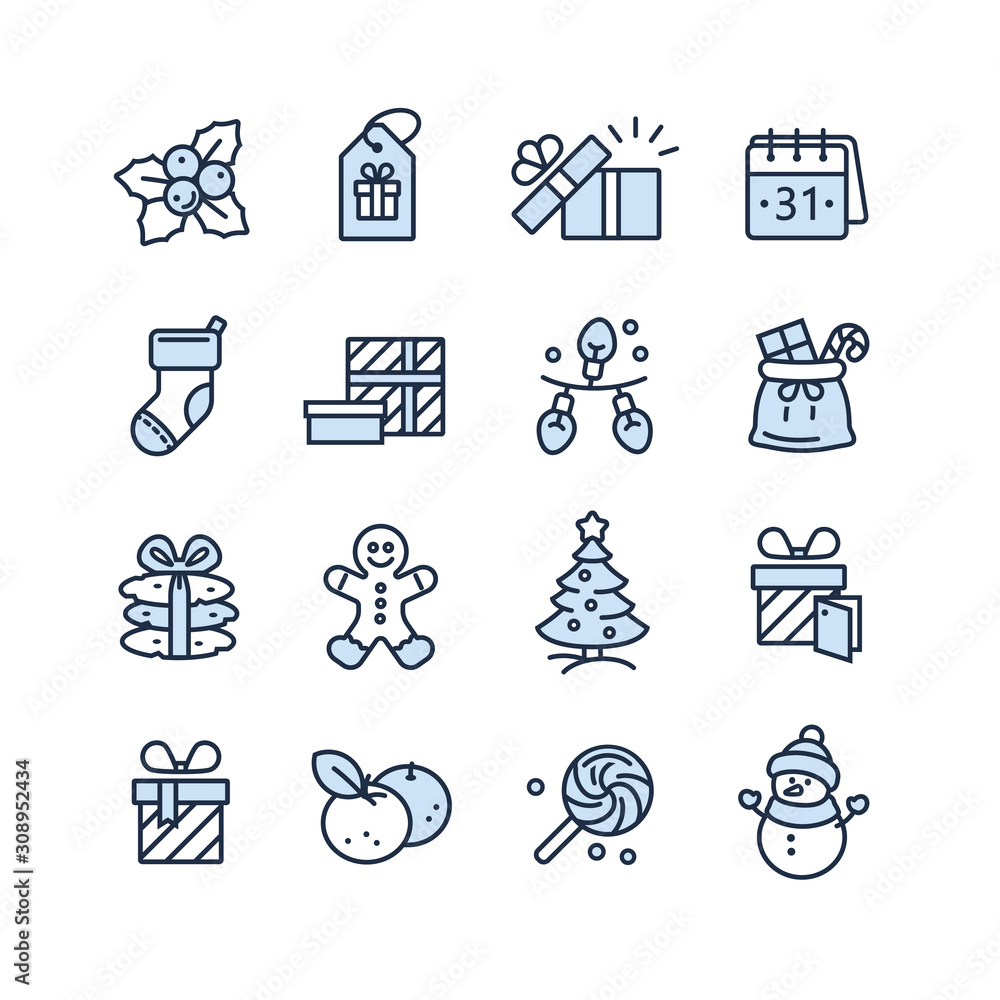 Set of Christmas icons for design and decoration Set of Christmas icons for design and decoration