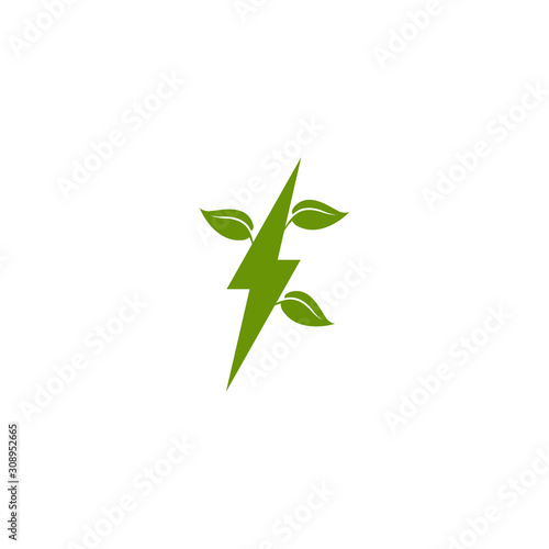 Green energy eco logo design vector template
