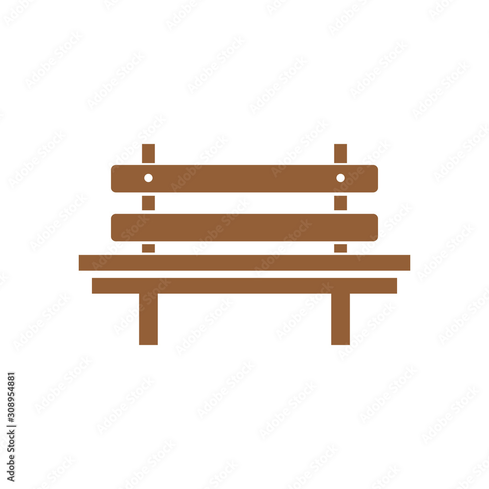 Wooden bench isolated on white background. Park brown vector bench in flat style Wooden bench isolated on white background. Park brown vector bench in flat style